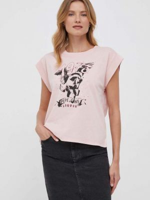Bombažna majica Pepe Jeans roza