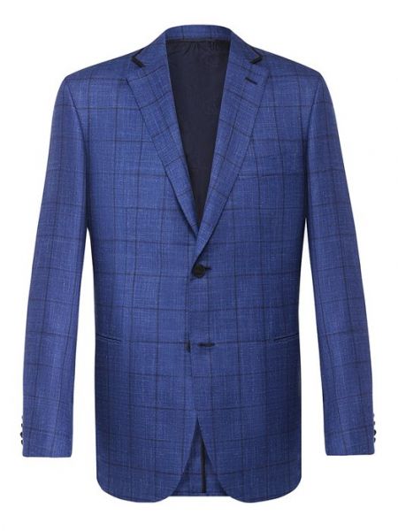 Шелковый шерстяной пиджак Brioni синий
