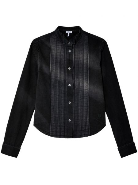 Плисирана дънкова риза Loewe черно