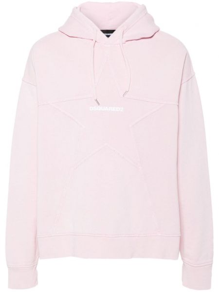 Βαμβακερός φούτερ με κουκούλα με μοτίβο αστέρια Dsquared2 ροζ