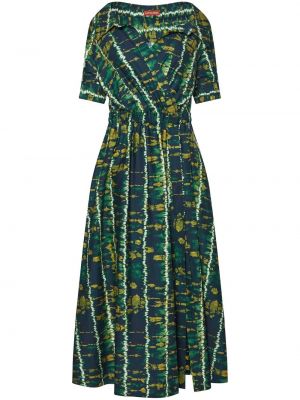 Midi šaty s potiskem s abstraktním vzorem Altuzarra zelené