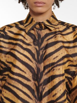 Копринена риза с принт с тигров принт Ferragamo