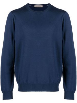 Вълнен пуловер с кръгло деколте Corneliani синьо
