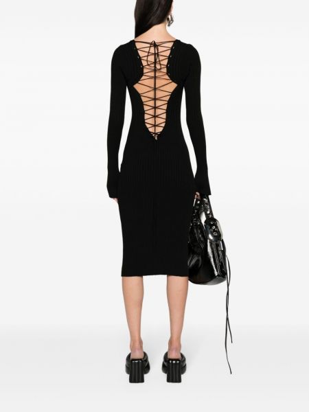 Mežģīņu kleita ar šņorēm Stella Mccartney melns