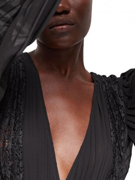 Кружевное плиссированное платье The Kooples черное