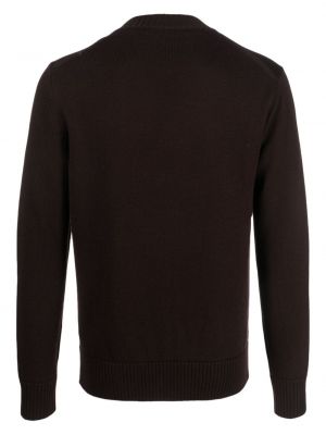 Sweter wełniany z okrągłym dekoltem Altea brązowy