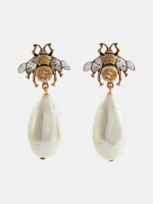 Křišťálové náušnice s perlami Gucci