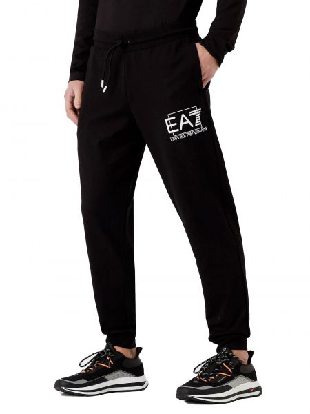 Хлопковые брюки Ea7 черные