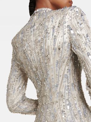 Sukienka długa Jenny Packham srebrna