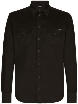 Rifľová košeľa Dolce & Gabbana čierna