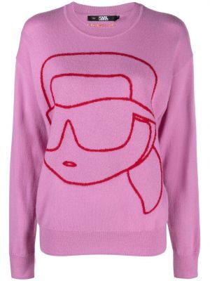 Maglione con scollo tondo Karl Lagerfeld rosa