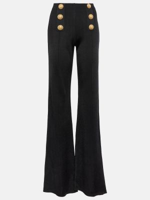 Pantaloni cu talie înaltă din viscoză Balmain - negru