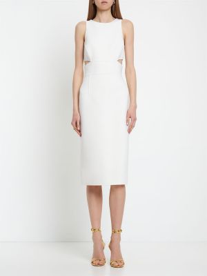 Krepové vlněné midi šaty Michael Kors Collection bílé