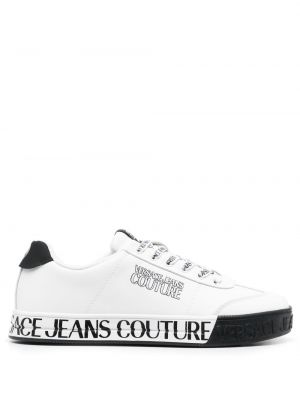 Baskets en cuir à imprimé Versace Jeans Couture blanc