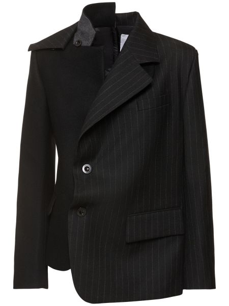 Stripete ull blazer Sacai svart