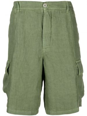 Lanene kratke hlače kargo 120% Lino zelena