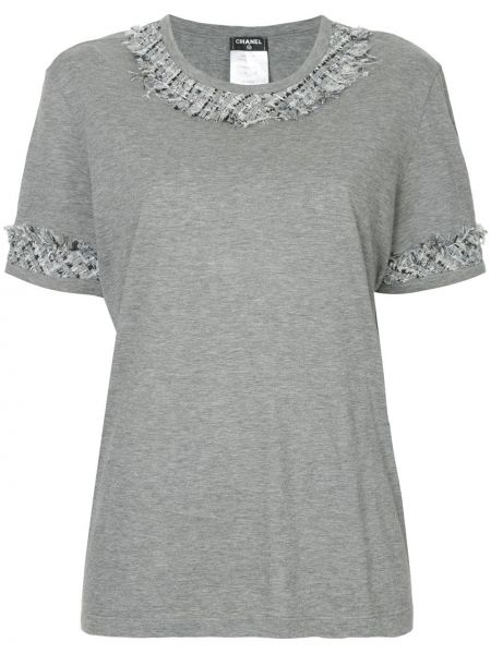 Camiseta manga corta de tweed Chanel Pre-owned gris