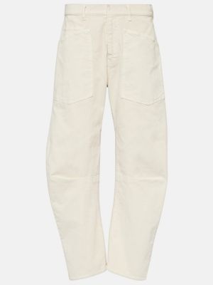 Pantaloni de catifea cord Nili Lotan alb