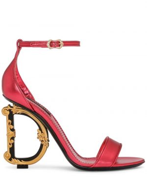 Kožené sandály Dolce & Gabbana červené