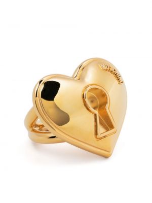 Prstan z vzorcem srca Moschino zlata