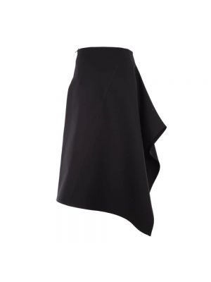 Falda midi de algodón asimétrica Bottega Veneta negro