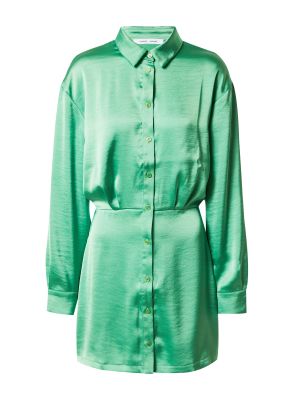Jednofarebné priliehavé košeľové šaty s dlhými rukávmi Samsoe Samsoe - zelená