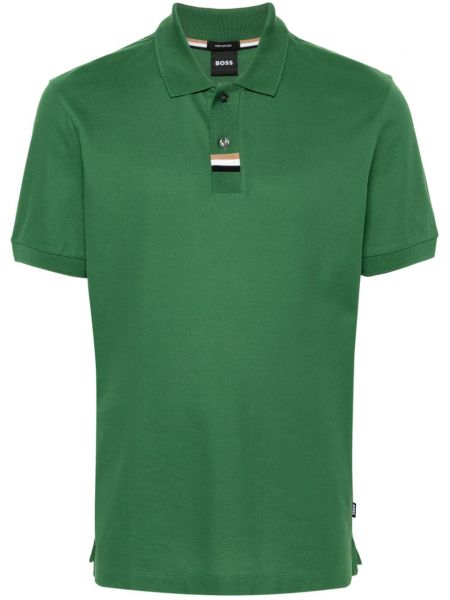 Памучна поло тениска Boss зелено