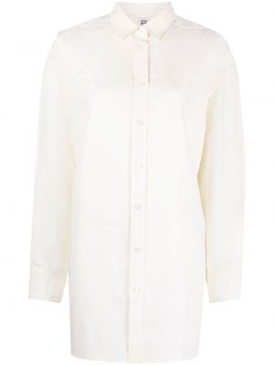 Lniane długa koszula klasyczne z długim rękawem Toteme - biały