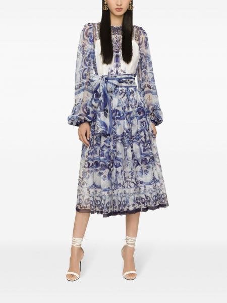 Zīda midi kleita ar apdruku Dolce & Gabbana