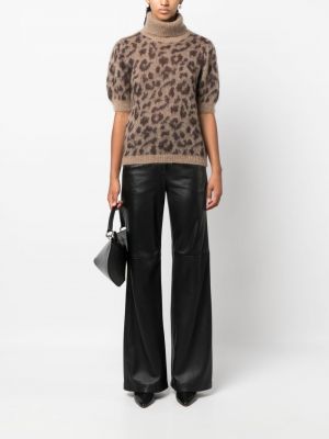 Leopardí svetr s potiskem P.a.r.o.s.h. béžový