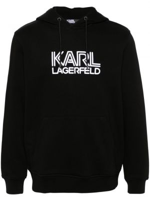 Памучен суичър с качулка с принт Karl Lagerfeld черно