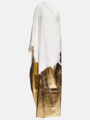 Asymetrické hedvábné dlouhé šaty Tom Ford bílé