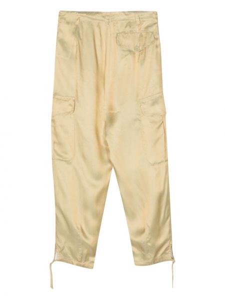 Satynowe spodnie cargo Aspesi żółte