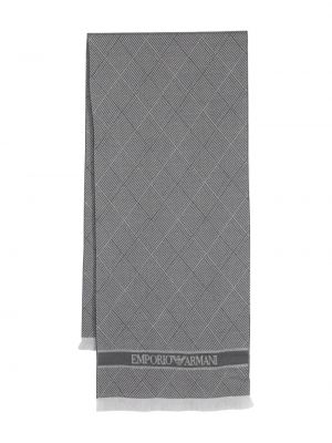 Žakárový vlnený šál so strapcami Emporio Armani sivá
