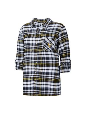 Фланелевая ночная рубашка на пуговицах с рукавом 3/4 Unbranded черная