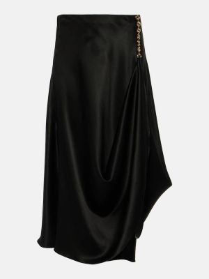 Hodvábna saténová midi sukňa Loewe čierna