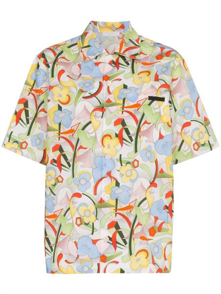 Camisa de flores con estampado manga corta Prada