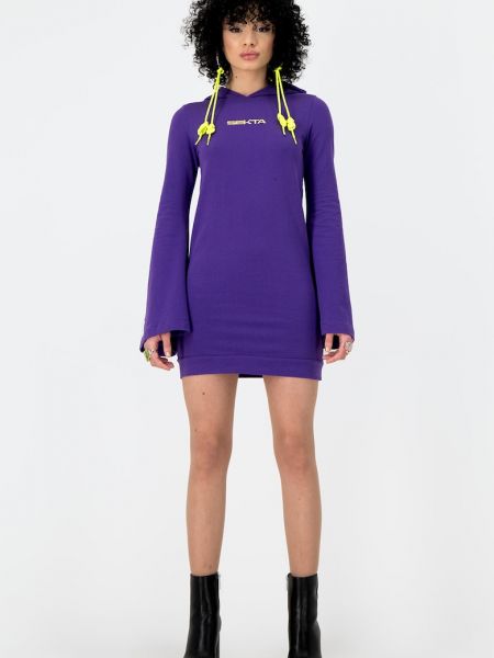 Платье с вырезом на спине с капюшоном Sekta фиолетовое