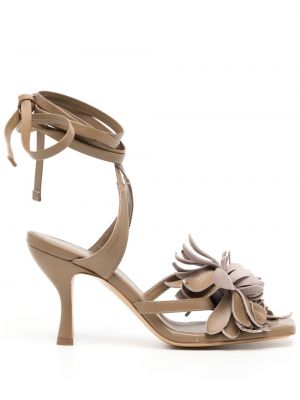 Kvetinové kožené sandále Silvia Tcherassi