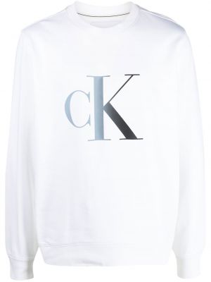 Пуловер с принт Calvin Klein Jeans бяло