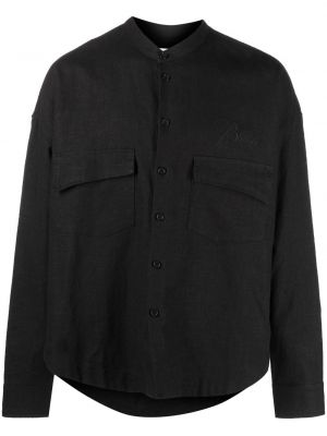 Lněné dlouhá košile s dlouhými rukávy s kapsami Rhude - černá