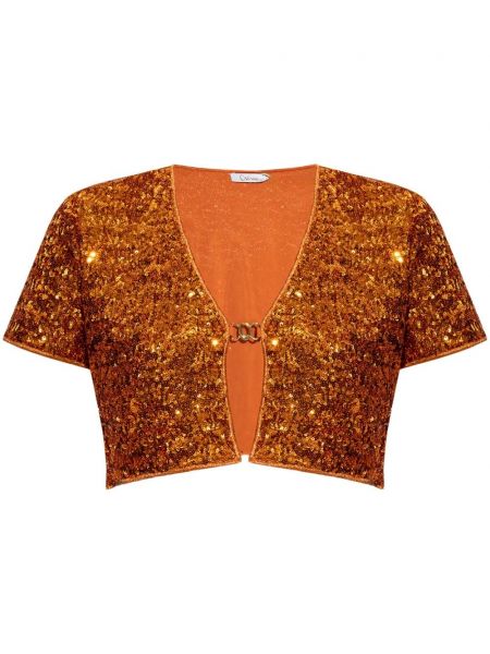 Kort sweater med pailetter Oseree orange