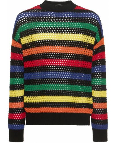 Памучен пуловер на райета Msgm