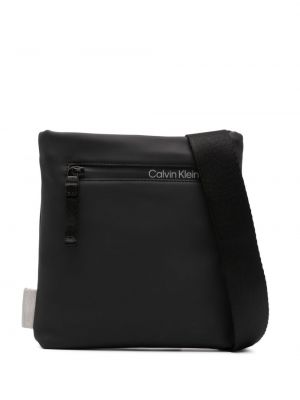 Crossbody torbica s potiskom Calvin Klein črna