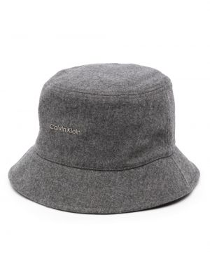 Haftowany kapelusz bawełniany Calvin Klein szary