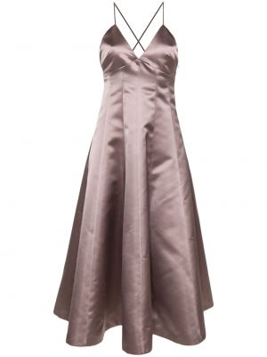 Сатенена вечерна рокля с v-образно деколте Philosophy Di Lorenzo Serafini сиво