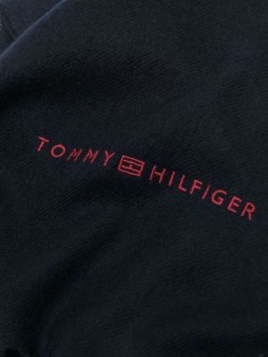 Pletený vlněný šál Tommy Hilfiger modrý