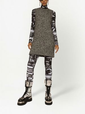 Tvídové šaty bez rukávů Dolce & Gabbana šedé