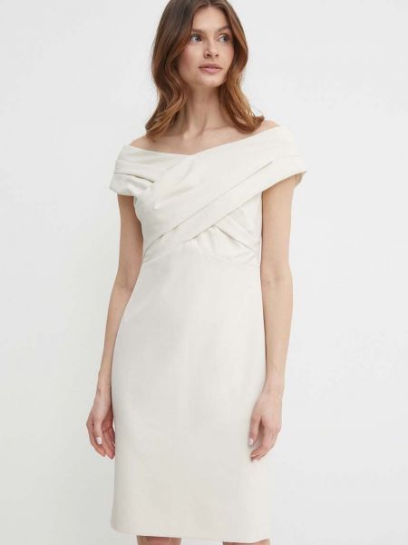 Sukienka mini dopasowana Lauren Ralph Lauren beżowa