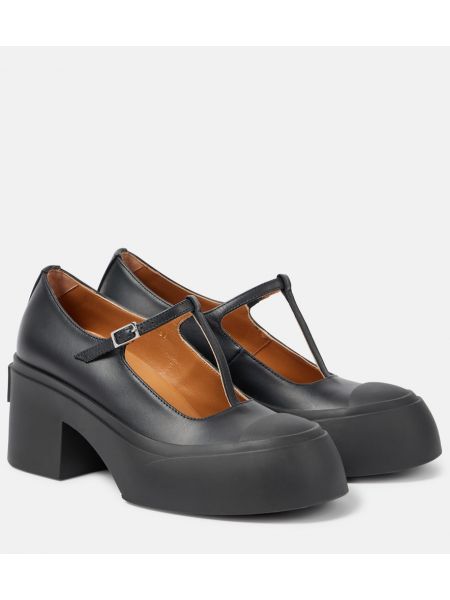 Läder mary jane pumps Marni svart